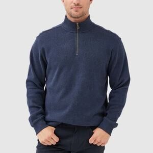 Rodd & Gunn Alton Ave Sweat Men's M Ink Blue 1/4 Zip Cotton Mock Neck Pullover